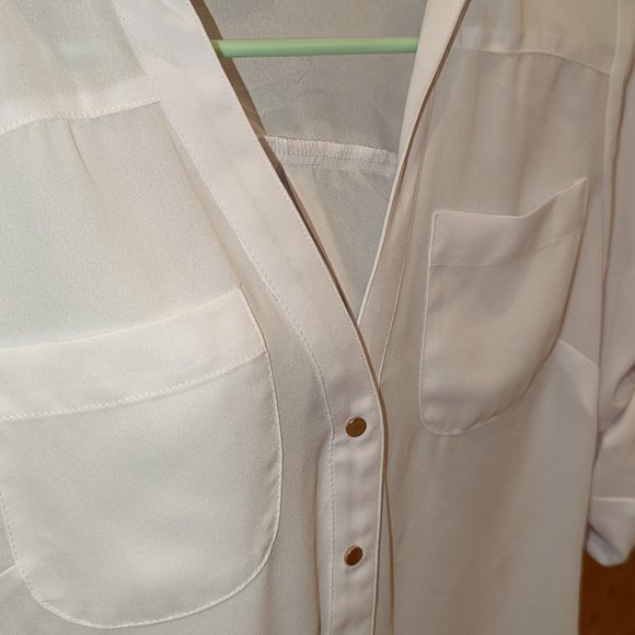 BEBE White Chiffon Button up Shirt XXS - Picture 2 of 3